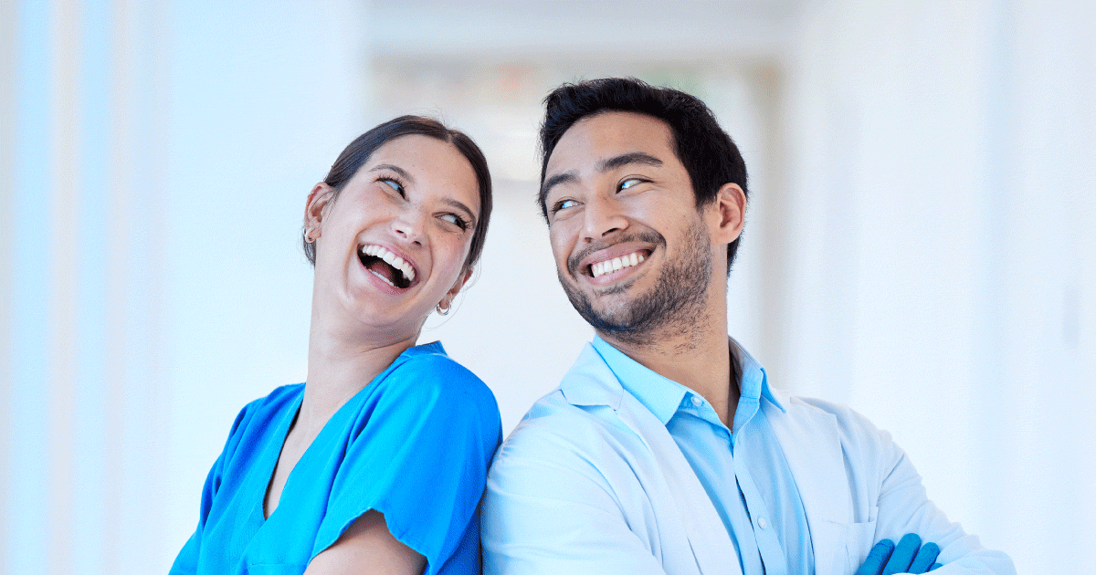 two smiling healthcare professionals