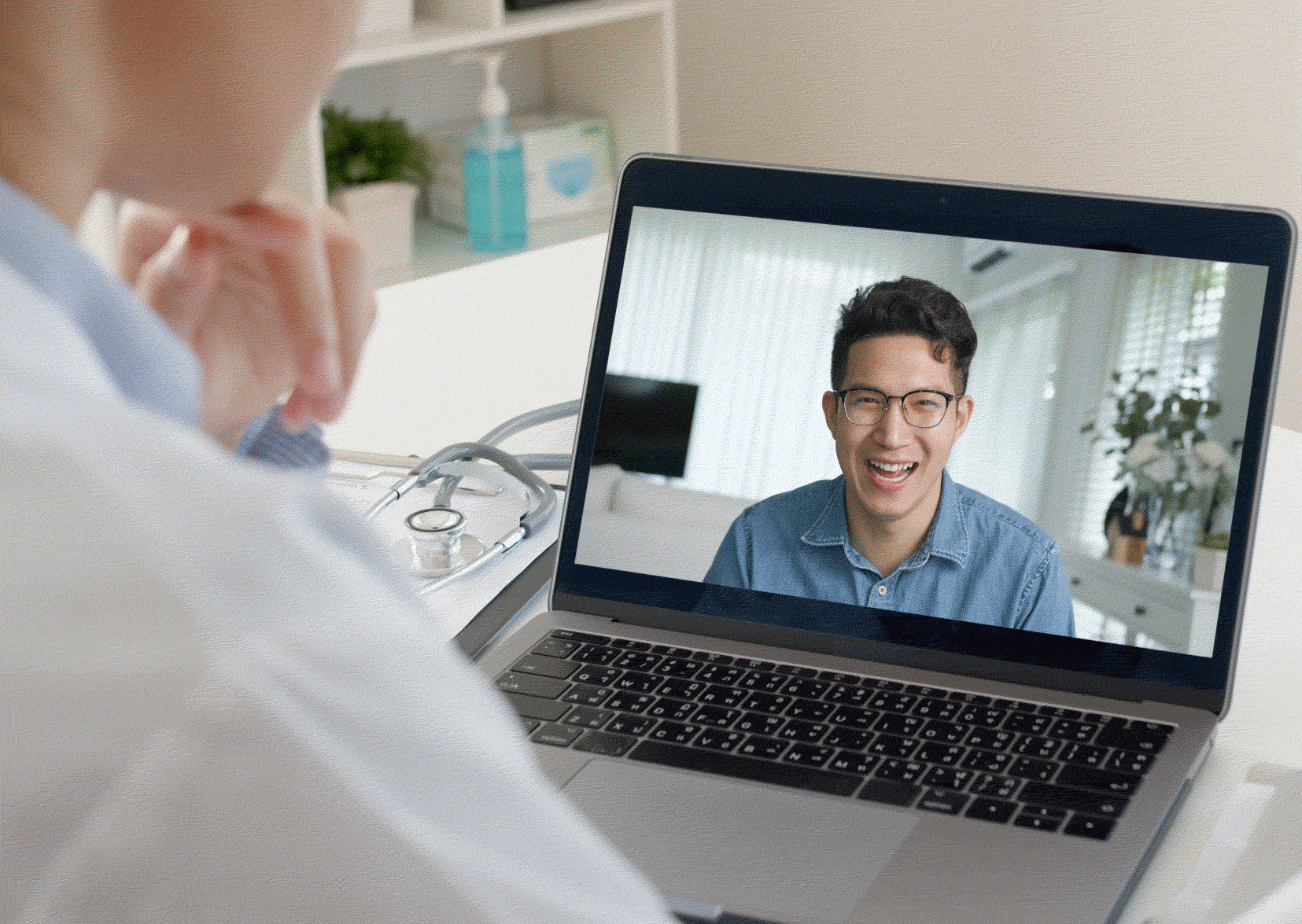 Man smiling on video call