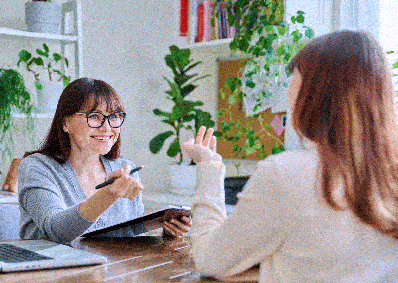 Social worker interviewing candidate