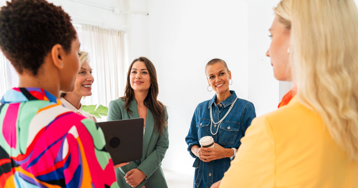 Business women in a group networking