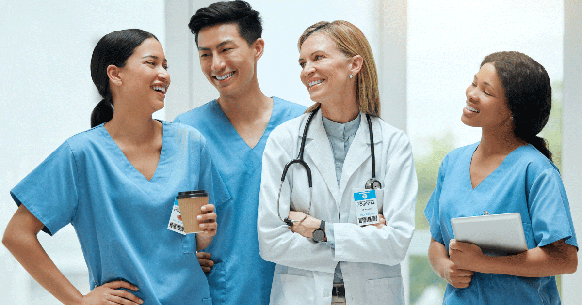 Four nurses talking